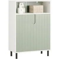 SoBuy Kommode BZR138, Badkommode Badschrank Badmöbel Kommode Sideboard Flurschrank Weiß-Grün