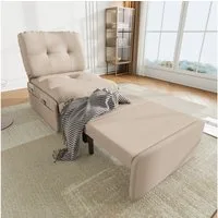 Merax Schlafsofa 2-in-1 Schlafsessel mit Ausziehfunktion, Schlafsessel Sessel 1 Teile, Einzelsessel Gästebett mit 80x165 cm Liegefläche, Leinenbezug