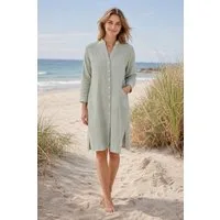 NADINE H Sommerkleid Leinenkleid im trendigem Pastelgrün mit Taschen und Knopfleiste