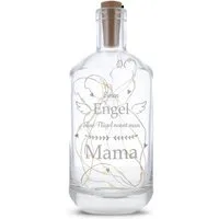 GRAVURZEILE Lichterkette Flasche mit Gravur - Engel ohne Flügel nennt man Mama, Glasflasche mit Lichterkette für Mama zum Muttertag
