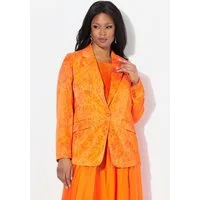 Ulla Popken Blusenblazer Satin-Blazer gemustert Reverskragen Langarm