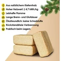 JSM-Brennholz Holzbriketts Holzbriketts aus Kiefernholz (100% Kiefer), 20 kg, Material: Kiefernholz
