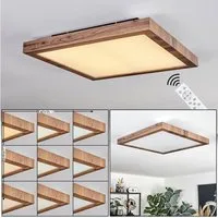 hofstein Deckenleuchte dimmbares Deckenpanel aus Metall/MDF in Schwarz/Holzoptik, LED wechselbar, 2700-6500 Kelvin, skandinavisches Design, mit Fernbedienung, 24 W, 260-2600 Lumen, CCT