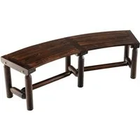 COSTWAY Gartenbank, gebogene Holzbank für 2-3 Sitzer, 139 x 36 x 41cm