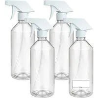 mikken Sprühflasche leere Flasche 500 ml aus PET transparent Laborflasche mit Trigger, (Spar-Set, 4-tlg., 2er, 4er, 6er, 10er), Fassungsvermögen: 0,5 Liter, Made in Europe