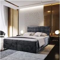 Masseno Boxbett GLOS 160x200 cm mit Bonell Matratze und Topper, Doppelbett, Polsterbett mit Kopfteil, Boxspringbett