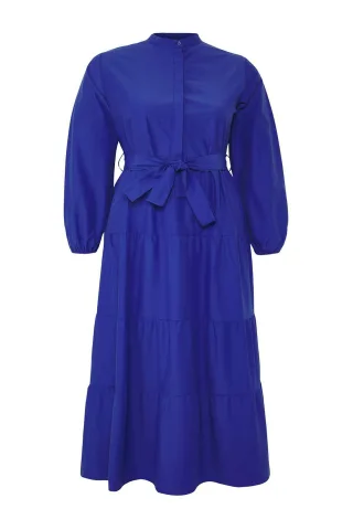 Damen marineblaues gerades Maxikleid, lang, lässig/alltagstauglich, bequem und dezent