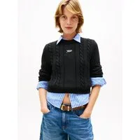 Tommy Jeans Strickpullover TJW CABLE SCRIPT SWEATER mit Zopfmuster