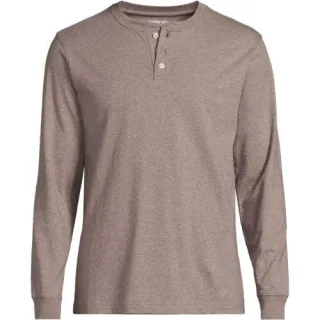 Super-T Langarm-Henleyshirt, Classic Fit, Herren,  Braun, Baumwolle, by Lands' End