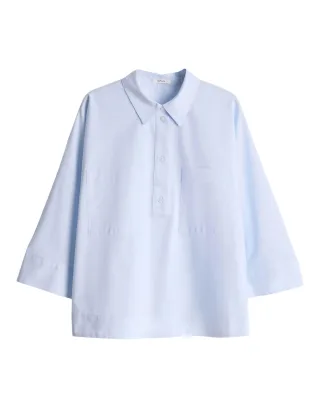 Opus - Locker geschnittene Schlupfbluse mit 3/4-Ärmeln blau - Gr. - 38