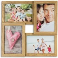 Levandeo® Bilderrahmen Collage, levandeo Bilderrahmen Collage 28x28cm 4 Fotos 10x15 Eiche MDF Holz