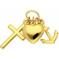 Adelia´s Kette mit Anhänger Damen 585 Gold Anhänger Glaube-Liebe-Hoffnung, Schmuckset - Set mit Halskette