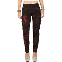 Cipo & Baxx Bikerjeans Damen Regular Fit Hose BA-WD385 Besonderes Design mit Nieten und Auffälligen Verzierungen