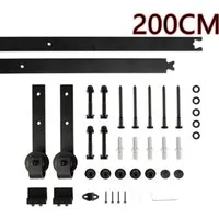 JEOBEST Schiebetür Schiebetürsystem Komplett-Set Schiene Schiebetürbeschlag, 183/200/244cm Schiebetürbeschlag Set Laufschienen für 1 Holztür