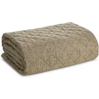 Eurofirany Tagesdecke LEINOPTIK, Karomuster Steppung Doppelbett Überwurf Einfarbig Grau Beige