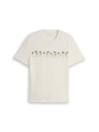 Denim Tom Tailor - Relaxed Fit T-Shirt mit Print wool white - Gr. - L
