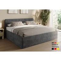 Home Collective Polsterbett Bett mit Stauraum, verstellbarem Lattenrost, viele Größen (Größen: 100x200 120x200 140x200 160x200 180x200 200x200, hochwertiger Kordstoff, made in Germany), wählbare Matratze Federkern oder Kaltschaum, Anthrazit