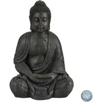 relaxdays Buddhafigur Buddha Figur 70 cm, Dunkelgrau