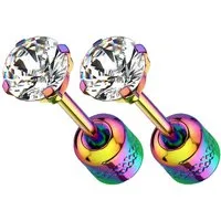 Taffstyle Paar Ohrstecker Gesundheitsstecker Ohrringe Erststecker Chirurgenstahl mit Kristall (Medizinische Ohrringe für empfindliche Ohren mit Zirkonia Kristall)