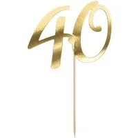 partydeco Tortenstecker, Cake Topper "40" gold 20,5cm