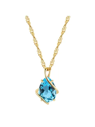 Fascination by Ellen K. Anhänger mit Kette 375/- Gelbgold Swiss Blautopas