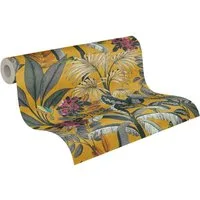 A.S. Création Vliestapete PintWalls Dschungeltapete Floral, glatt, matt, gemustert, neutral, (1 St), Blätter Tapeten Wohnzimmer Schlafzimmer Küche modern Design Wandtapete