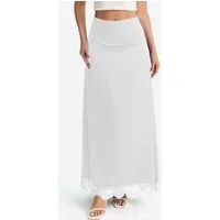 Imily Bela Maxirock Damen Maxirock aus Satin mit Spitzenrand (Packung, 1-tlg., 1per-Pack) mit Spitzen