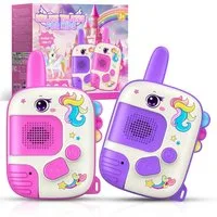 Wootoy Walkie Talkie Funkgeräte Kinder Walkie Talkie Spielzeug klare Sprachübertragung, (mit Reichweite von bis zu ca. 300 m, 2-St., Kompaktes ergonomisches Design mit praktischen Trageschlaufen), Robustes Gehäuse für den täglichen Einsatz im Innen- 
