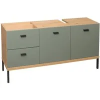 Mäusbacher Waschbeckenunterschrank in Asteiche Dekor / pine green - 119x63x38 (BxHxT)