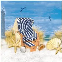 Ambiente Luxury Paper Products Papierserviette, Servietten Papier 33x33cm 3-lagig mit Strandkorb Motiv maritim 20 Stk.