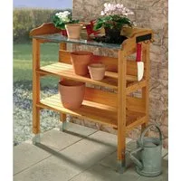 metra-direkt Pflanztisch Pflanztisch mit Zinkplatte - Hobbygärtner-Traum, Gartenarbeitstisch, Pflanzstation, Outdoor-Pflanztisch, Holz