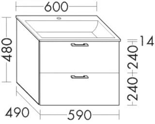 Burgbad Waschtischunterschrank Sys30 PG4 Sana 480x590x480 Weiß Hochglanz, WVAM059F3359 WVAM059F3359