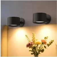 LOHAS-LED Wandleuchte 2er Set magnetische LED Bilderleuchten, 360° drehbar, 2000mAh Akku, LED fest integriert, Warmweiß, Tageslicht, Kaltweiß, Dimmbar, 3 CCT + Timer, kabellos für Schlafzimmer & Flur