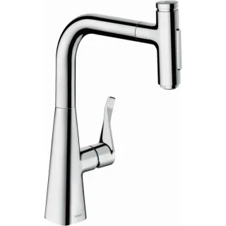 hansgrohe Metris Select Küchenarmatur 73817000 mit Ausziehbrause, 2jet, sBox, chrom