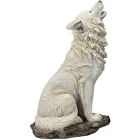 Figuren Shop GmbH Tierfigur Wolf Figur weiß - Ruf des Rudelführers - Tierfigur Dekoration Deko