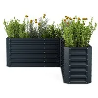 blumfeldt Hochbeet Highgrow (Set, Set), Pflanzkübel Outdoor Balkon außen L form Stahl Garten