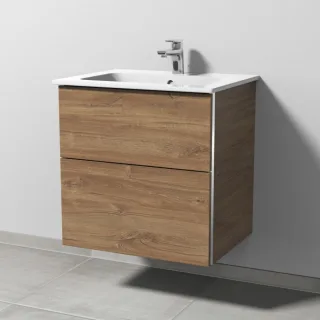 Sanipa 3way Waschtischunterbau zu Duravit ME by Starck Waschtisch mit 2 Auszügen, Eiche-Kansas BR72459