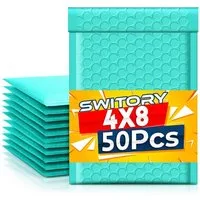 Switory Versandtasche A6 Luftpolsterumschläge, Gepolsterte Umschläge für die Verpackung, 10.2x17.7cm, 50 Stücke