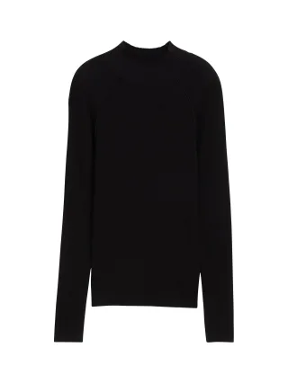 Denim Tom Tailor - Tight Fit Ripp Pullover mit Stehkragen deep black - Gr. - S