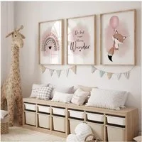 MeinBaby123® Poster Bilder Kinderzimmer, Poster Kinderzimmer Deko, Babyzimmer Deko, Spruch Wandbilder,  Boho,  Tiere
