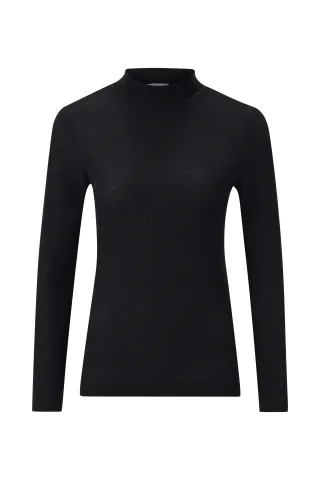 Rich & Royal - EV Glam Rib Turtle Longsleeve black - Gr. - S