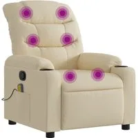 vidaXL Sessel Massage-Relaxsessel, cremefarbener Stoff (1-St)