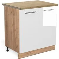 Vicco Unterschrank Fame-Line, Weiß Hochglanz/Goldkraft Eiche, 80 cm mit Regal, AP Eiche (1-St)