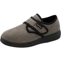 Fischer-Markenschuh Ortho Hausschuh mit Klettverschluss, Weite K, Frotteefutter, Reptilstretch