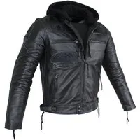 Alpha Speeds Motorradjacke Herren Leder Jacke Biker Freizeit Highway Jacke Schwarz (Trennbare Innenjacke + Kapuze) aus weichem Lammleder, mit herausnehmbare Protektoren