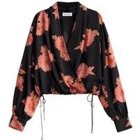 Bhoem Langarmbluse BHOEM Langarmbluse aus Satin mit floralem Muster (1-tlg)