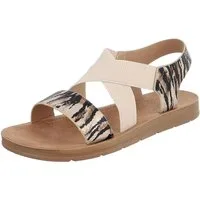 Ital-Design Damen Mokassins mit geflochtenem Detail und rutschfester Sohle Riemchensandalette (91117471) Flach Riemchensandalen in Beige