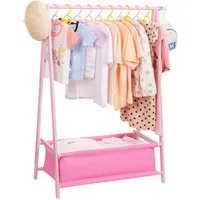 Yorbay Kleiderständer Kinder mit Aufbewahrungsbox, 86x36x106 cm, (Kleiderstange für Kinder), Klappbar