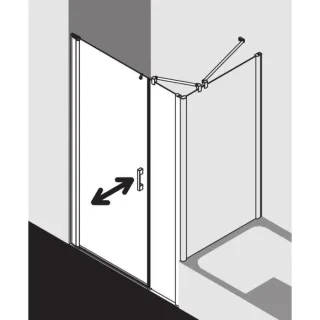 Kermi Pega Pendeltür 1-flügelig mit Festfeld PE1OL10020VAK 100x200cm, silber hochglanz, ESG klar, links, auf Duschwanne