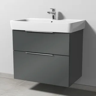 Sanipa 3way Waschtischunterbau zu Geberit Renova Plan Waschtisch mit 2 Auszügen, Anthrazit-Glanz UF87879